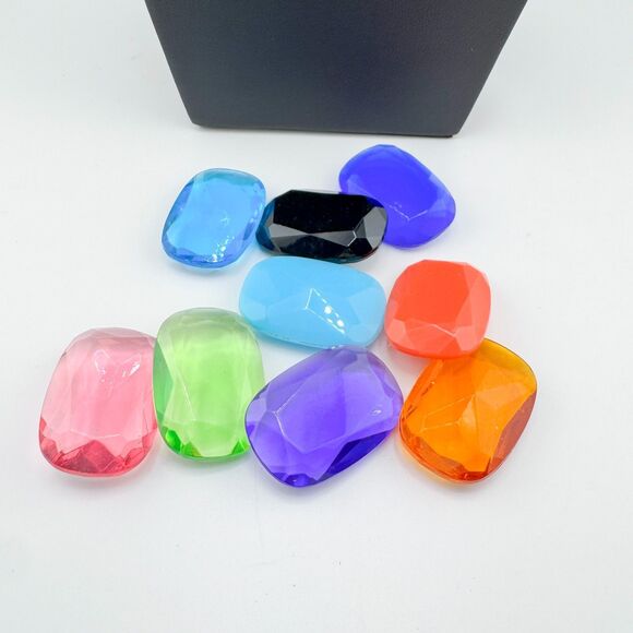 Signed Joan Rivers Interchangeable Glass Gem Necklace 9 Colors Silver Tone Chain - Picture 4 of 14